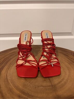Steve Madden Tygress Lace-Up Heels - Red